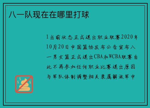 八一队现在在哪里打球